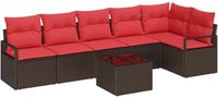 vidaXL Tuinbank - Bruin en Rood - Poly Rattan