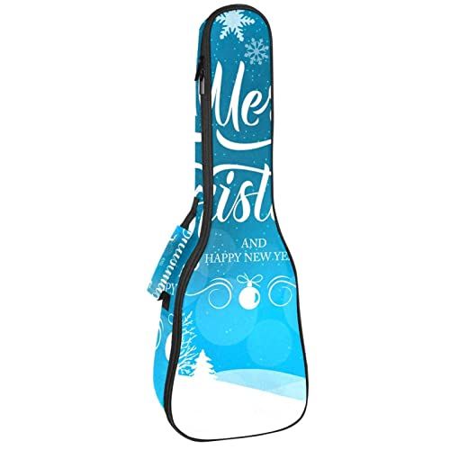 Mersov Concert Ukelele Rugzak, Heavy Duty Ukelele Case Bag met Opslag, Sopraan Concert Tenor Ukelele 10MM Gewatteerde BagBlack Schapenblauw Vrolijk Kerstfeest Eland Sneeuwvlok