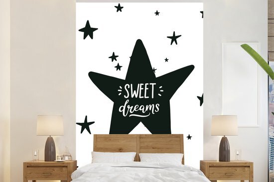 Nr1Wallpaper Behang - Fotobehang Kinderillustratie van sterren met de quote Sweet dreams - Breedte 180 cm x hoogte 280 cm