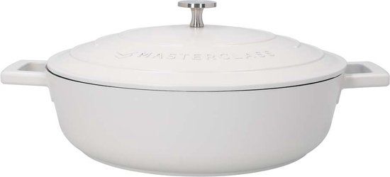 MasterClass Braadpan - 28cm - 2.5L - Crème - Inductie - Met Deksel