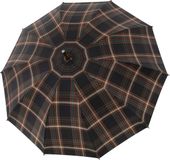 Doppler Manufaktur Zürs Chestnut Würzel Stick Umbrella 98 cm - 117cm Diameter - karo