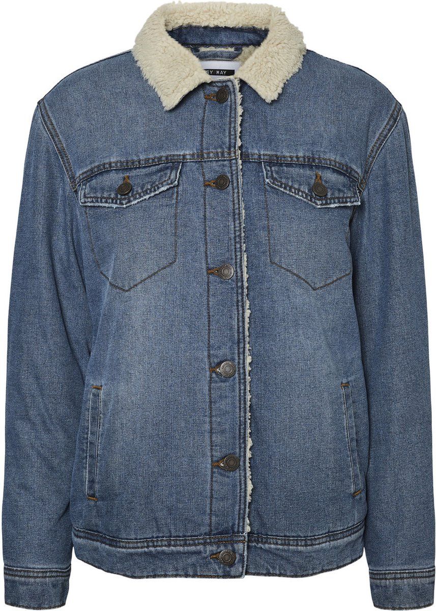 Noisy May NMOLE L/S DENM TEDDY JACKET VI139MB NOOS Dames Jas - Maat XS - Blauw