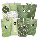 oCreon Adventskalender om te vullen - 24 papieren adventszakjes (met houten knijpers) om te knutselen voor Kerstmis