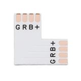 VoltShine RGB L-stekker voor 12/24 V ledstrips, compact tot 10 mm, ideaal voor installaties met beperkte ruimte. IP20-gecertificeerd, perfect voor binnenshuis. Verbeter je verlichting.