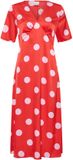 Ichi Damesjurk Ihaliana Korte Mouw V-hals Gestipt Viscose Kort Fiery Red Maat 44