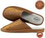 Pantoufles pour hommes en cuir véritable, couleur marron clair, brodées à la main, taille 40