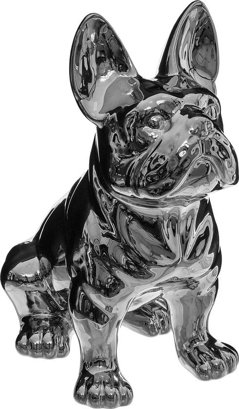 Atmosphera Bulldog Statue Silver - Decorative Statue - H22 cm