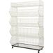 Étagère à paniers de rangement, 5 niveaux, 900 x 430 x 1360 mm, charge maximale de 25 kg par niveau, mobile avec roues, design empilable