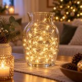 Merkloos Lichtsnoer - 80 LED lampjes - warm wit - 600 cm - transparant snoer - IP44 - kerstverlichting