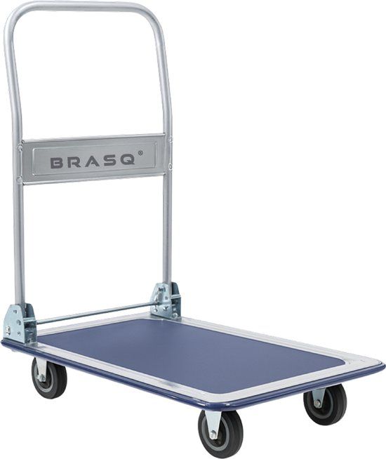 BRASQ Plateauwagen Inklapbaar - Draagvermogen 300 KG - Transportkar - Transportwagen - Magazijnwagen - Platformwagen