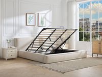 Vente-unique Bed met opbergruimte fluweel beige 180 x 200 cm