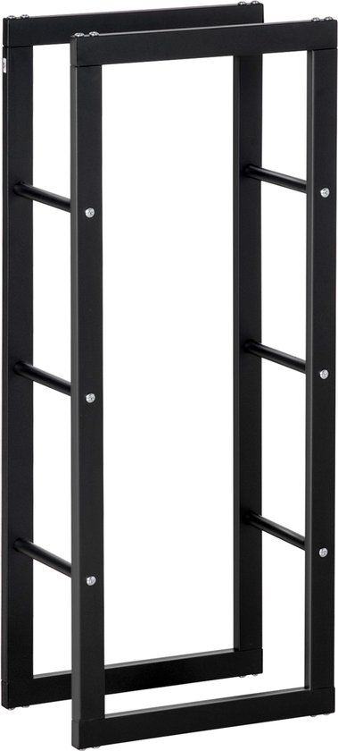 HOMCOM Brandhoutrek haardhoutrek brandhoutopbergruimte brandhout staal 110 cm