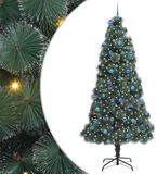 vidaXL Kunstkerstboom met verlichting en ballenset Groen 240 cm PET