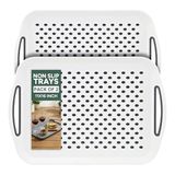 Zuvo 2 stuks anti-slip voedseldienblad met handgrepen, multifunctionele non-slic-diner/dranken serveerschalen met hoge grip rubber, ideaal voor alle huizen (wit)
