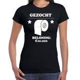 Bellatio Decorations Fun shirts Gezocht wc-papier beloning 10000 euro t-shirt zwart voor dames L