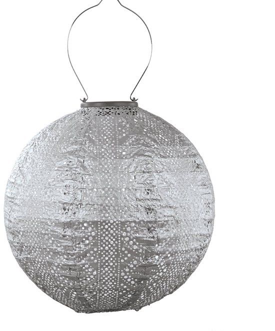 Lumiz Solar Buitenlamp - Buitenverlichting - Lampion - Solar Tuinverlichting - Lace Rond - 30 cm - Zilver