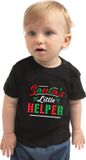 Bellatio Decorations Shoppartners Bv Santas little helper / Het hulpje van de Kerstman Kerst t-shirt - Zwart - Baby - Maat 80