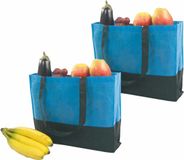 Merkloos / Sans marque L-Shop-Team Nederland B.V. Boodschappentas - Set van 2x stuks - Blauw - Polyester - 38 x 29 x 10 cm - 11 L