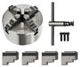 Tour de table 125 mm - 4 mors auto-centrant - Précision de concentricité de 0,07 mm - 3000 tours par minute - Fonte/acier - Avec clé et jeu de mors - Argenté
