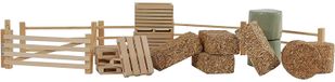 Accessoires voor boerderij - Hekken en hooibalen - 19-delig - Hout - Schaal 1:32