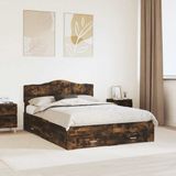 vidaXL Bedframe Gerookt eiken 140 x 200 cm