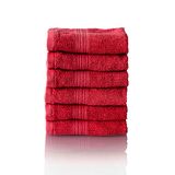 ALCLEAR comfort badstof handdoekenset absorberend van 100% Ökotex katoen, badstof serie in 6 kleuren en 5 maten, kleur: rood, 6x gezichtsdoeken 30x30 cm
