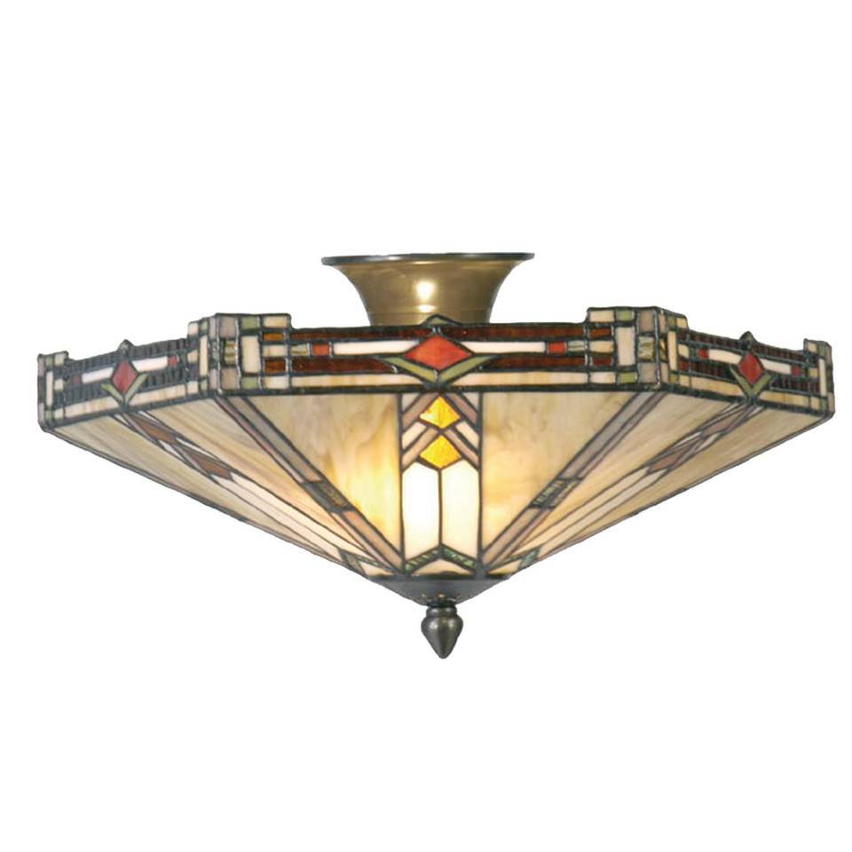 Clayre & Eef Tiffany Lines Plafondlamp Multicolor