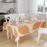 Bonamaison Tafelkleed, Anti-Mold, Sneldrogend, Waterdicht, 100% Polyester Tafellaken, Oranje, gebroken wit, 140 x 160 Cm - Ontworpen en Vervaardigd in Turkije
