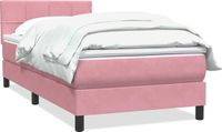 vidaXL Boxspring met matras fluweel roze 80x220 cm