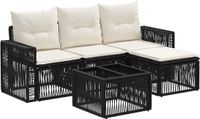 vidaXL Tuinbank Set 5-delig Zwart en Crèmewit Polyrattan