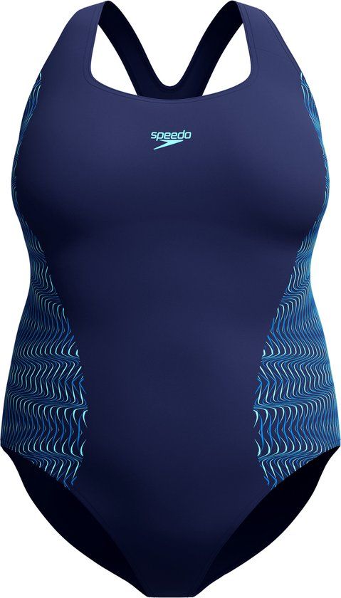 Speedo Plus Size Placement Medalist 1 Piece Dames Sportbadpak - Marine/Blauw