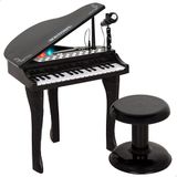 ColorBaby Bontempi 39217 Piano pour enfants avec 32 touches, microphone, tabouret, éclairage, manuel de couleur, enregistrement, lecture, entrée AUX, structure stable, 40 x 46 x 62 cm, à partir de 3 ans