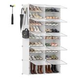 SONGMICS Schoenenrek met 10 vakken, schoenenkast, 30 x 40 x 30 cm per vak, met deuren, stalen frame, kunststof, zwart LPC035B01