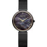 Bering 18132-132 Polshorloge Dames Kwarts Zwart Staal Saffierglas