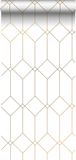 ESTAhome behang art deco motief wit en goud - 53 cm x 10.05 m