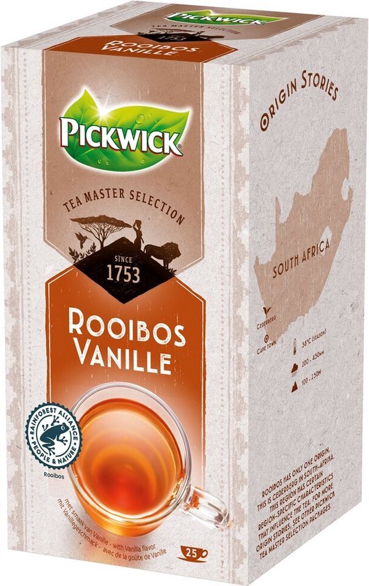 Thee Pickwick Master Selection rooibos vanille 25st | Pak a 25 stuk | 4 stuks