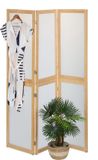 Relaxdays Kamerscherm - 3 panelen - 180 x 136,5 cm - opvouwbaar - kunststof - bamboe - natuur-wit