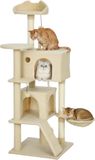 PawHut Kattenboom Spaanplaat, pluche 48L x 48B x 140H cm Beige