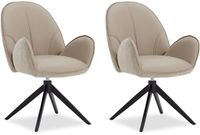 Homestyle4u Eetkamerstoel - set van 2 Beige - met armleuningen - draaibaar