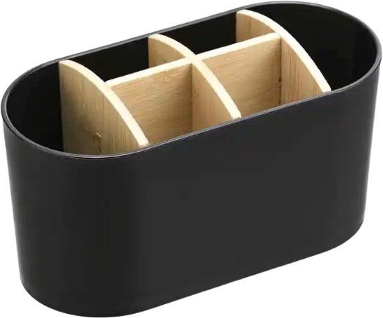 Zwarte tandenborstelhouder - Vrijstaand - 20 cm - 6 vakken