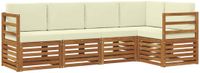 vidaXL Bankset voor buiten, 5-delig, naturel en crème, polyester