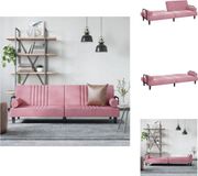 vidaXL Slaapbank met armleuningen fluweel roze