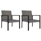 VidaXL Tuinstoelen 2 stuks, Gecapitonneerde zitting, Polyrattan, Staal, Grijs