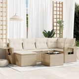 Maison Exclusive - Ensemble de meubles de jardin 7 pièces avec canapé et coussins, beige, en polyrotin