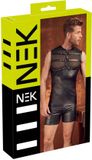 NEK Bol Mesh Fetish Wetlook Top met Harnas Zwart Maat M