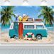 Zomer Strand Achtergrond - Tropische Palmbomen en Surfboard 10x6.5FT