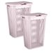 Plasticforte Panier à linge Ventilation - 2x - avec couvercle - rose - plastique - 51 litres