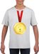 Bellatio Decorations Gouden medaille kampioen shirt wit jongens en meisjes - Winnaar shirt Nr 1 kinderen 110/116