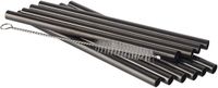 Buddy's Bar Herbruikbare glazen drinkrietjes set 10 stuks - Gunmetal - 15 cm