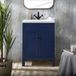 Hudson Reed Meuble salle de bain rétro - 60 cm - Plan vasque simple - Bleu foncé - 1 trou - Poignée ronde noire